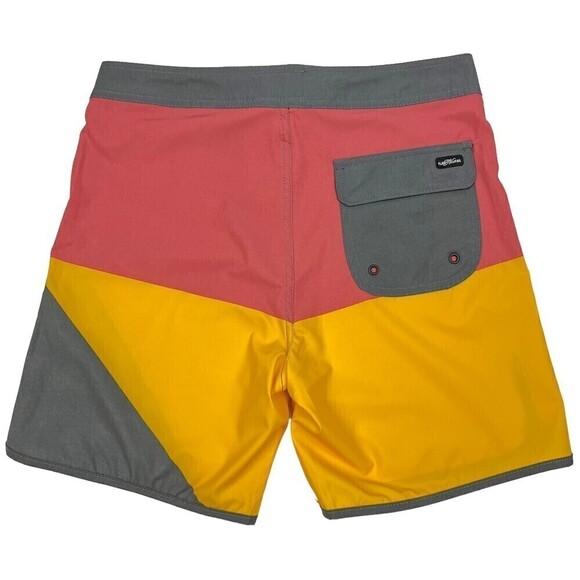 NWT Flag nor Fail Mens Board Shorts Colorblock Salmon/Gray/Golden Yellow Size 33 - Picture 5 of 13